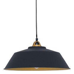 Foto van Industriële hanglamp - mexlite - metaal - industrieel - e27 - l: 42cm - voor binnen - woonkamer - eetkamer - zwart