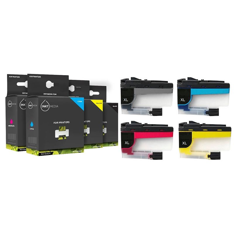 Foto van Inktmedia® - geschikt set brother lc-424 xl inkt cartridge zwart cyaan magenta en geel hoge capaciteit