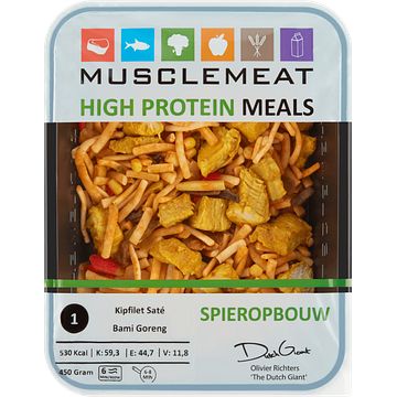 Foto van Muscle meat high protein meals kipfilet sate bami goreng 450g bij jumbo