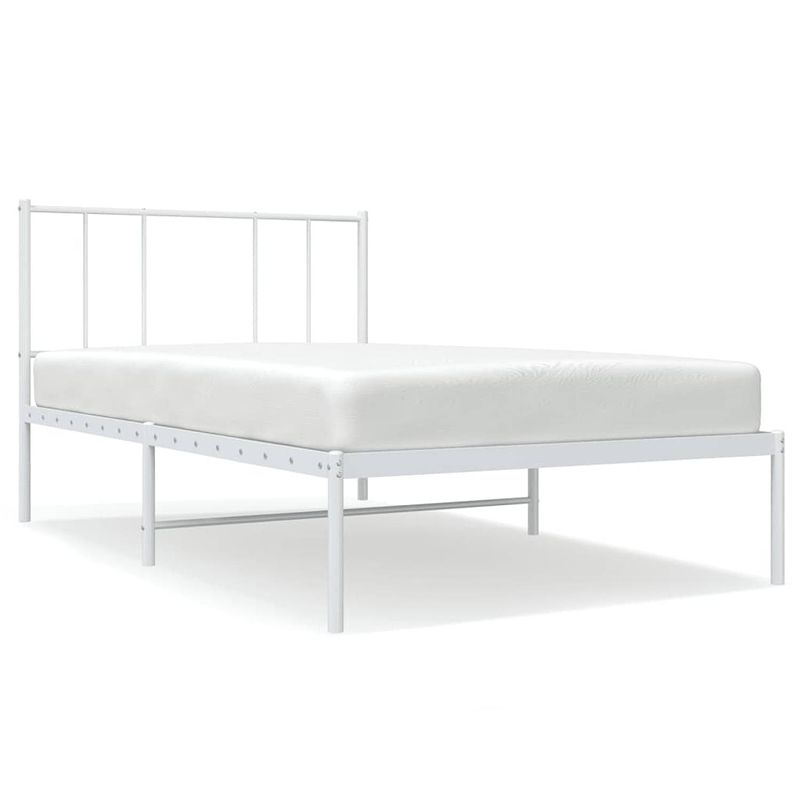 Foto van Vidaxl bedframe met hoofdbord metaal wit 90x200 cm