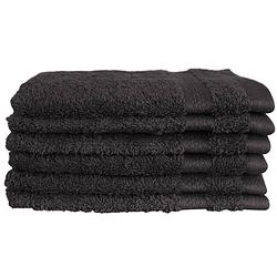 Foto van Katoenen washandjes met ophang lus - 6 pack - 15 x 21 cm - zwart