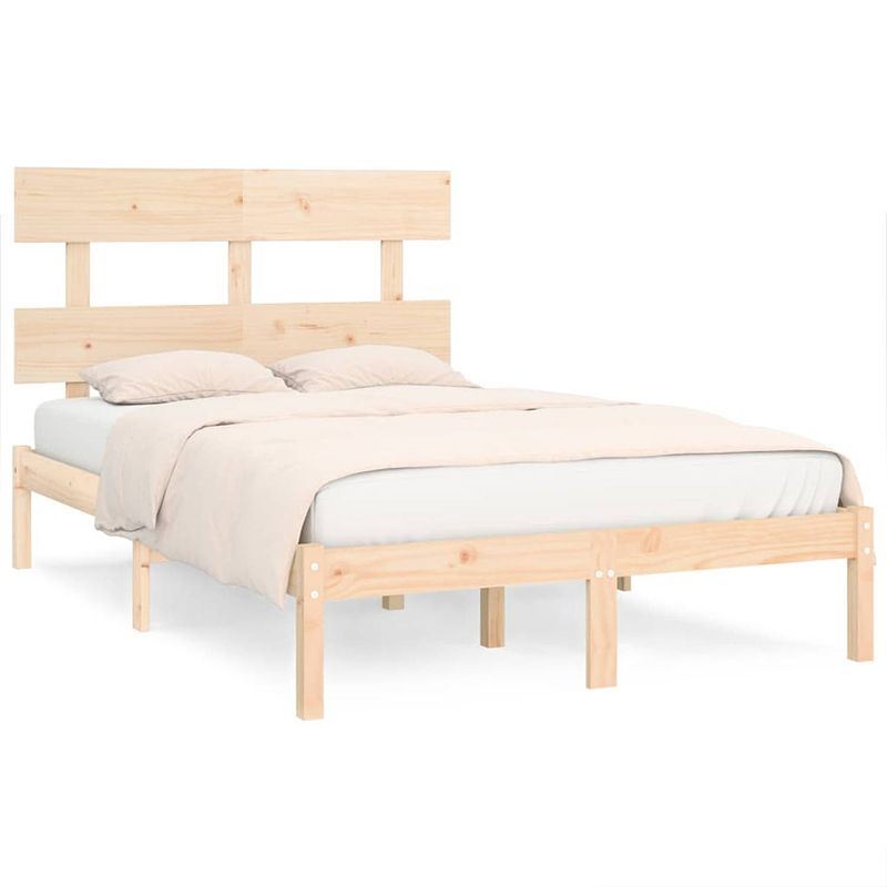 Foto van Vidaxl bedframe massief hout 135x190 cm 4ft6 double