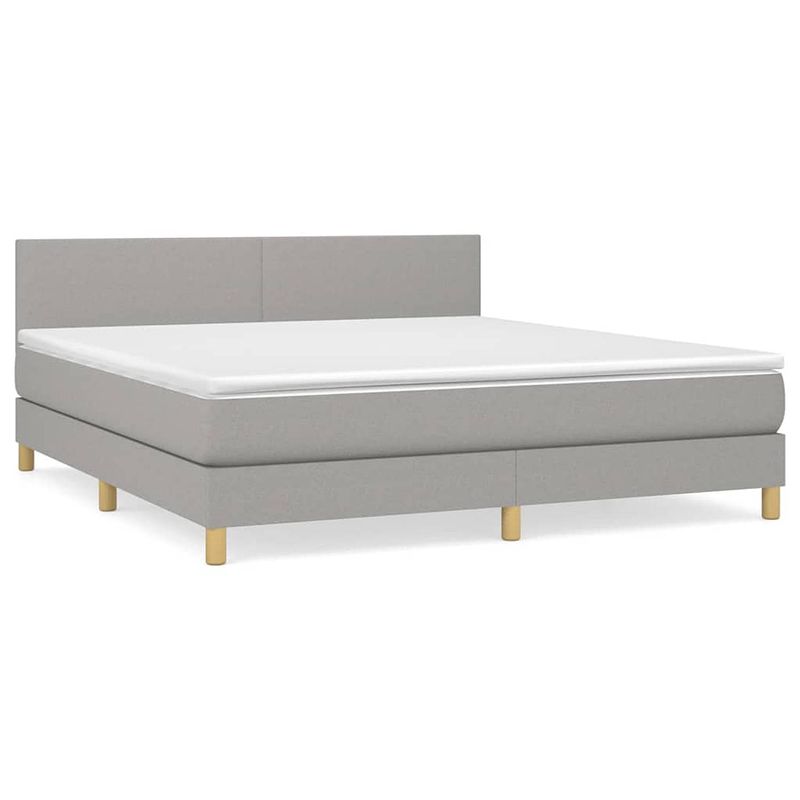 Foto van The living store boxspringbed - comfort - matras en topmatras - 160 x 200 cm - lichtgrijs/wit - duurzaam en comfortabel