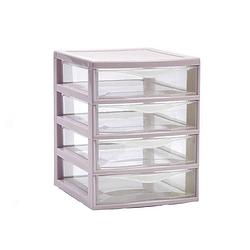 Foto van Plasticforte ladeblokje/bureau organizer 4x lades - oud roze/transparant - l18 x b21 x h23 cm - plastic - ladeblok