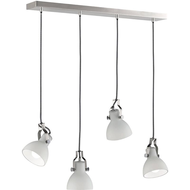 Foto van Led hanglamp - trion ginola - e14 fitting - 4-lichts - rechthoek - mat nikkel - aluminium