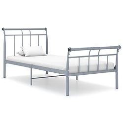 Foto van Vidaxl bedframe metaal grijs 100x200 cm