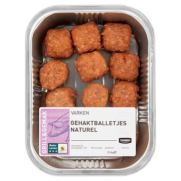 Foto van Diverse soorten | jumbo gehaktballetjes naturel 216g aanbieding bij jumbo