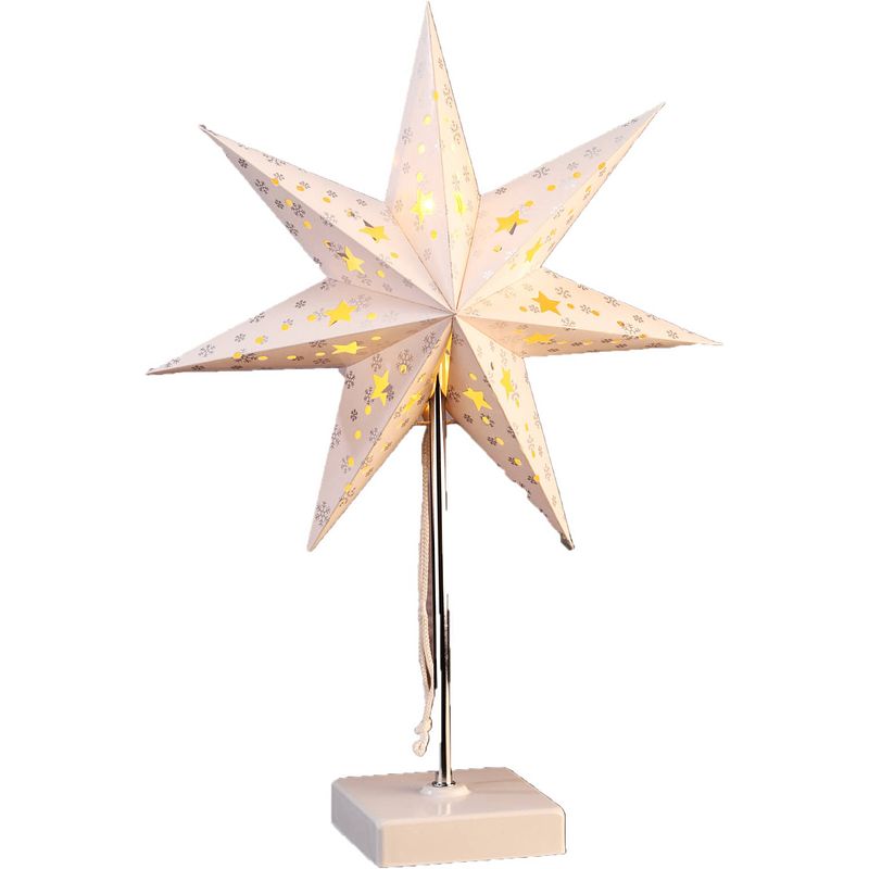 Foto van Hi kerstster tafellamp - wit - 35 cm - op batterijen -kerstverlichting - kerststerren