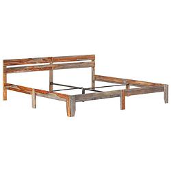 Foto van The living store sheeshamhouten bedframe - grijs - 205 x 205 x 73 cm - geschikt voor 200 x 200 cm matras - exclusief