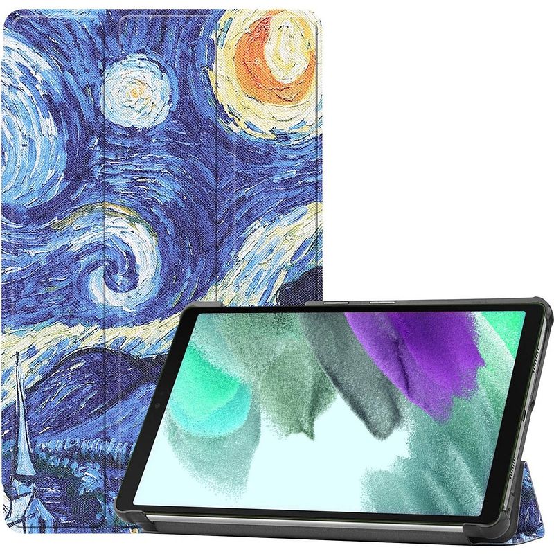 Foto van Basey samsung galaxy tab a7 lite hoesje kunstleer hoes case cover - sterrenhemel