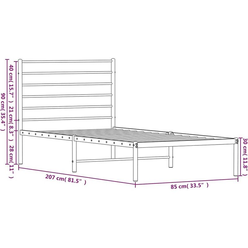 Foto van The living store bedframe klassiek wit - 207x85x90 cm - robuuste metalen constructie