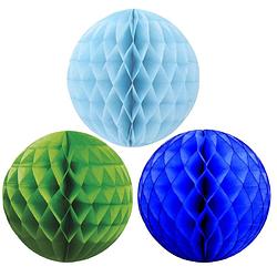 Foto van Kerstversiering set van 6x papieren kerstballen 10 cm groen lichtblauw en blauw - kerstbal