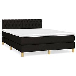 Foto van The living store boxspringbed - zwart - 193 x 144 x 78/88 cm - pocketvering - middelharde ondersteuning -