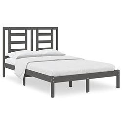 Foto van The living store bedframe grijs massief grenenhout - 205.5 x 125.5 x 31 cm - comfortabel hoofdeinde