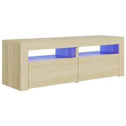 Foto van The living store tv-meubel sonoma eiken - hifi-kast 120x35x40cm - led-verlichting