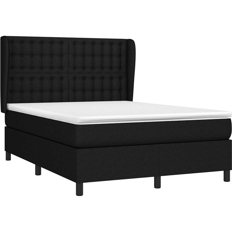 Foto van The living store boxspringbed - comfort - zwart - 140x190 cm - pocketvering matras