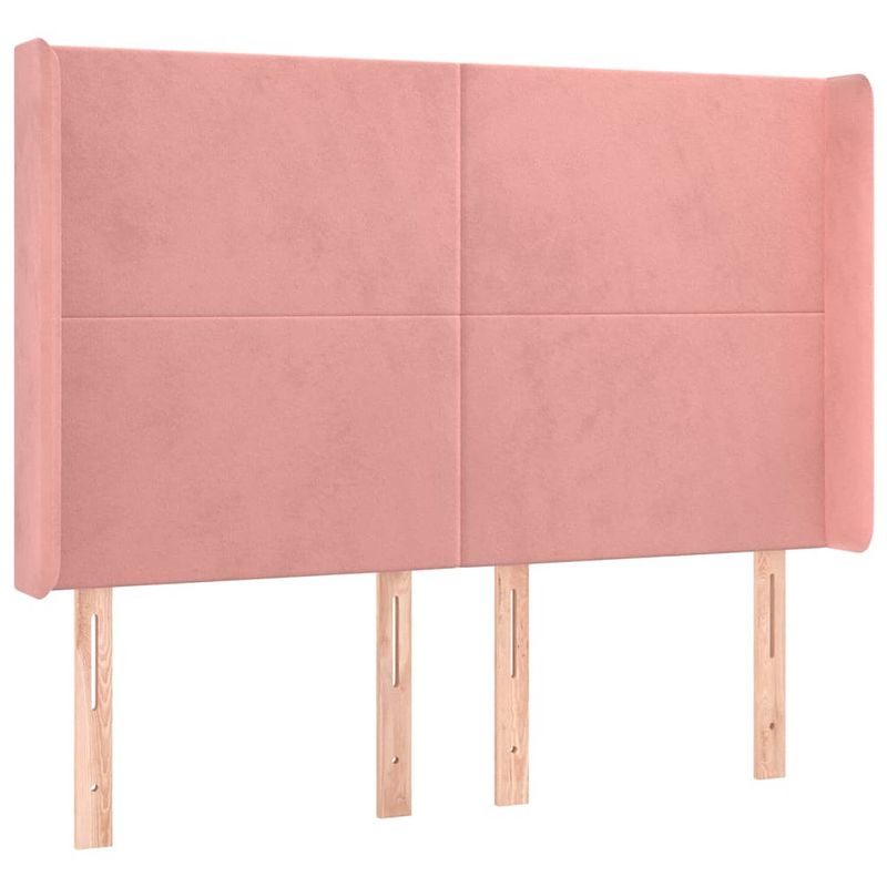 Foto van The living store hoofdbord - hoofdeind en rand - 147x16x118/128 cm - roze fluweel