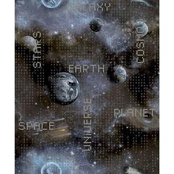 Foto van Good vibes behang galaxy planets and text blauw en zwart