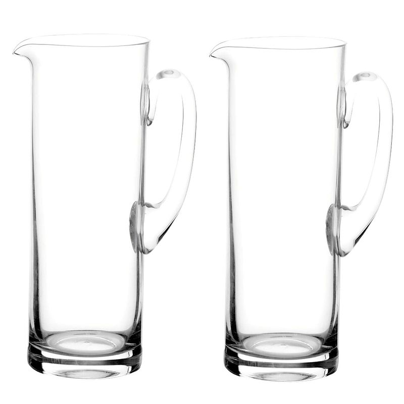 Foto van Karaf waterkan glazen sapkan schenkkan 1000 ml - 25 x 9.5 cm - 2 stuks