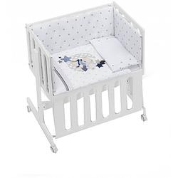 Foto van Interbaby wieg 55 x 85 x 90 cm beukenhout wit/blauw 5-delig