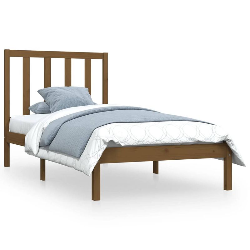 Foto van The living store houten bedframe - bedframes - 195.5 x 80.5 x 100 cm - honingbruin - grenenhout