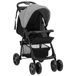 Foto van Vidaxl kinderwagen 2-in-1 staal lichtgrijs en zwart