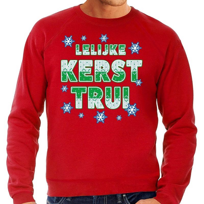 Foto van Foute kerstborrel trui / kersttrui lelijke kerst trui rood voor heren 2xl (56) - kerst truien