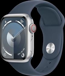 Foto van Apple watch series 9 4g 41mm zilver aluminium sportband blauw m/l