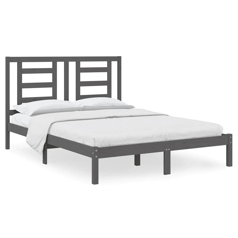 Foto van Vidaxl bedframe massief grenenhout grijs 140x200 cm