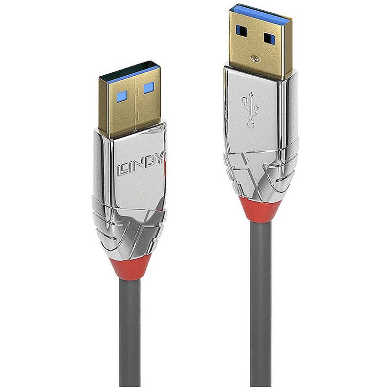 Foto van Lindy usb-kabel usb 3.2 gen1 (usb 3.0 / usb 3.1 gen1) usb-a stekker, usb-a stekker 1 m grijs 36626