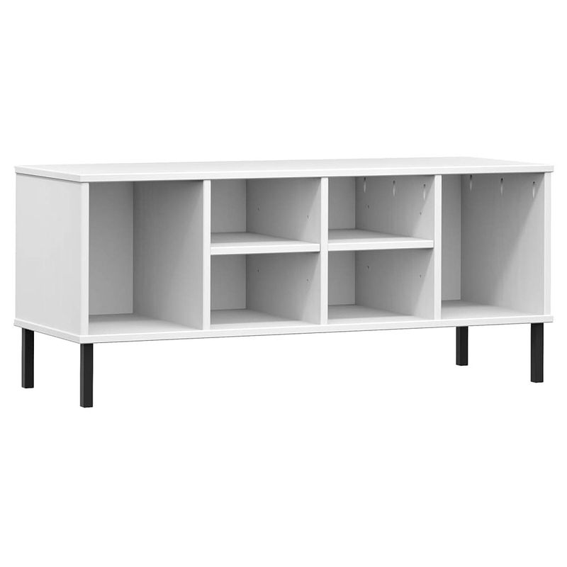 Foto van The living store oslo schoenenkast - 106 x 35 x 45 cm - massief grenenhout met metalen poten