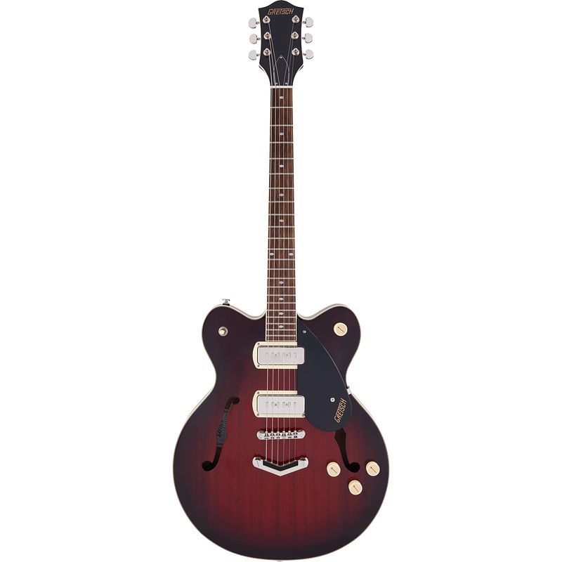 Foto van Gretsch g2622 p90 streamliner centerblock dc claret burst semi-akoestische gitaar