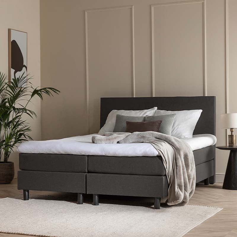 Foto van 1-persoons boxspring julia comfort - antraciet - antraciet 90x210 cm - pocketvering - inclusief topper - dekbed-discounter.nl