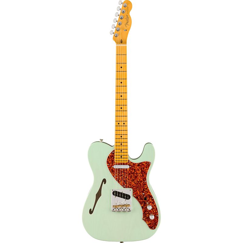 Foto van Fender american professional ii telecaster thinline mn transparent surf green met koffer