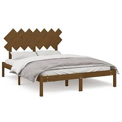 Foto van The living store bedframe grenenhout - honey brown - 195.5 x 145.5 cm - sturdy slatted base