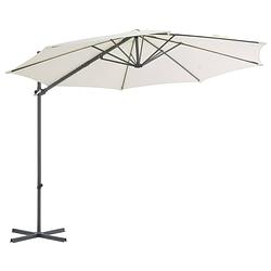 Foto van The living store hangparasol 300 x 255 cm - zandkleurig - uv-beschermend polyester - stevige kruisvoet - kantelbaar en