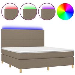 Foto van The living store boxspring 160x200 cm - led - pocketvering matras - hoogte verstelbaar - kleurrijke led-verlichting -