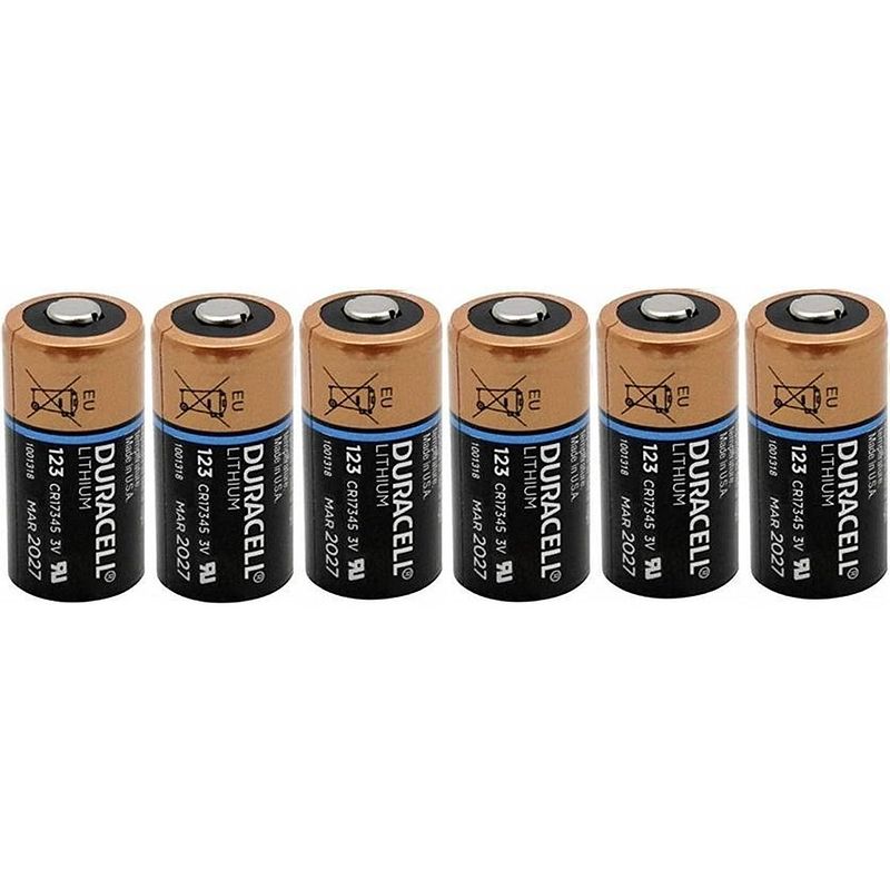 Foto van 6 stuks duracell cr123 3volt lithium batterijen