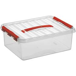 Foto van Sunware - q-line opbergbox 12l transparant rood - 40 x 30 x 14 cm