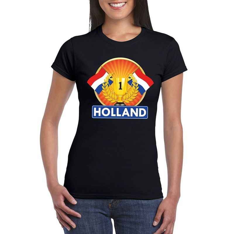 Foto van Holland kampioen shirt zwart dames xs - feestshirts