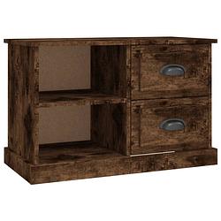 Foto van The living store tv-kast - trendy - tv-meubel - 73 x 35.5 x 47.5 cm - gerookt eiken+hout