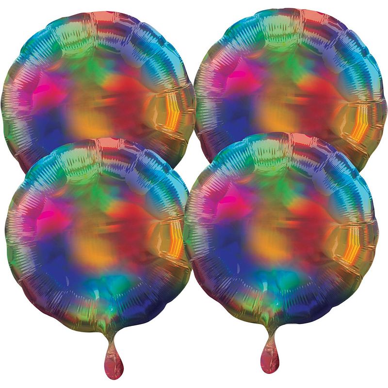 Foto van Amscan folieballonnen rainbow rond 41 cm 4 stuks