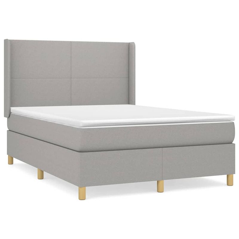 Foto van The living store boxspringbed - duurzaam - bed - 193 x 147 x 118/128 cm - lichtgrijs