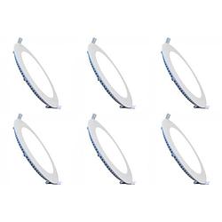 Foto van Led downlight slim 6 pack - inbouw - 6w - helder/koud wit 6000k - rond - mat wit - aluminium - ø120mm