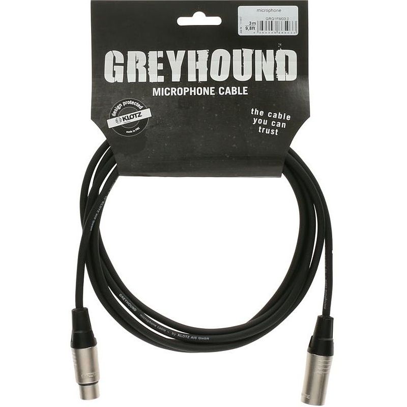 Foto van Klotz grg1fm03.0 greyhound xlr microfoonkabel met metalen connectoren 3m