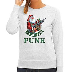 Foto van Grijze kerstsweater / kerstkleding 1,5 meter punk voor dames s - kerst truien