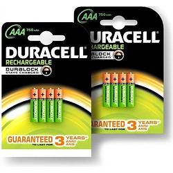 Foto van Duracell aaa oplaadbare batterijen - 750 mah - 8 stuks