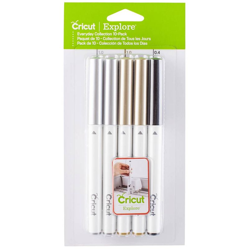 Foto van Cricut explore/maker point pen 10-pack everyday collection stiftset zilver, goud, zwart