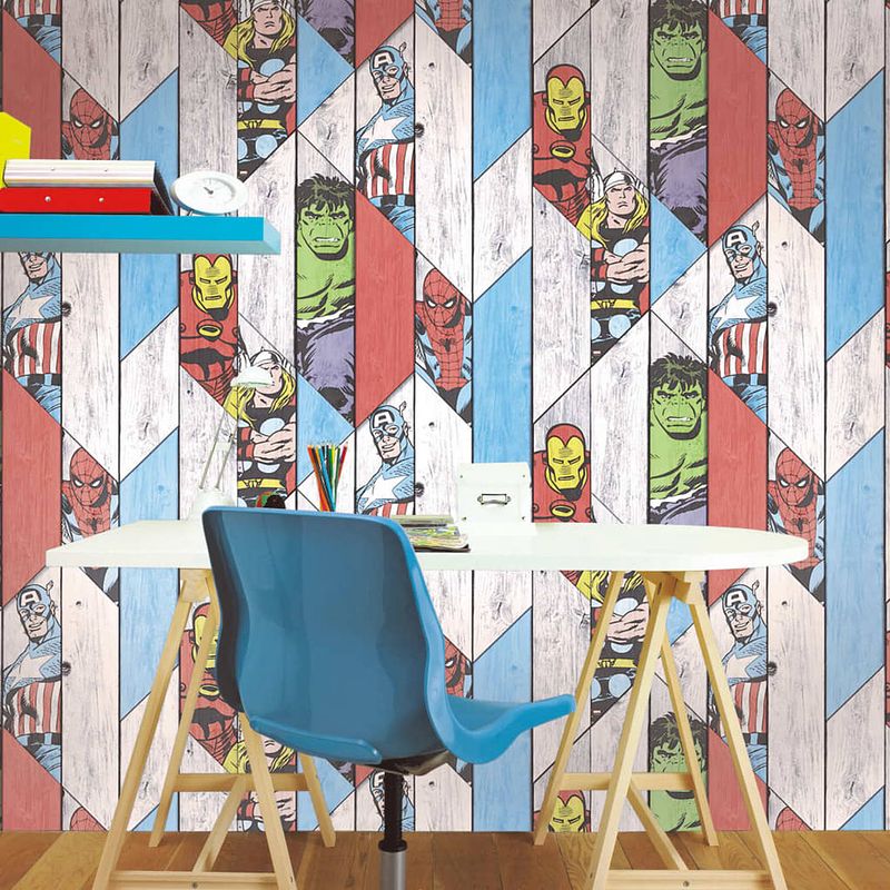 Foto van Kids at home behang marvel wood grijs 102435