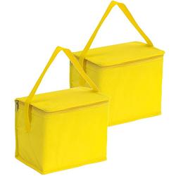 Foto van 2x stuks kleine koeltassen voor lunch geel 20 x 13 x 17 cm 4.5 liter - koeltas